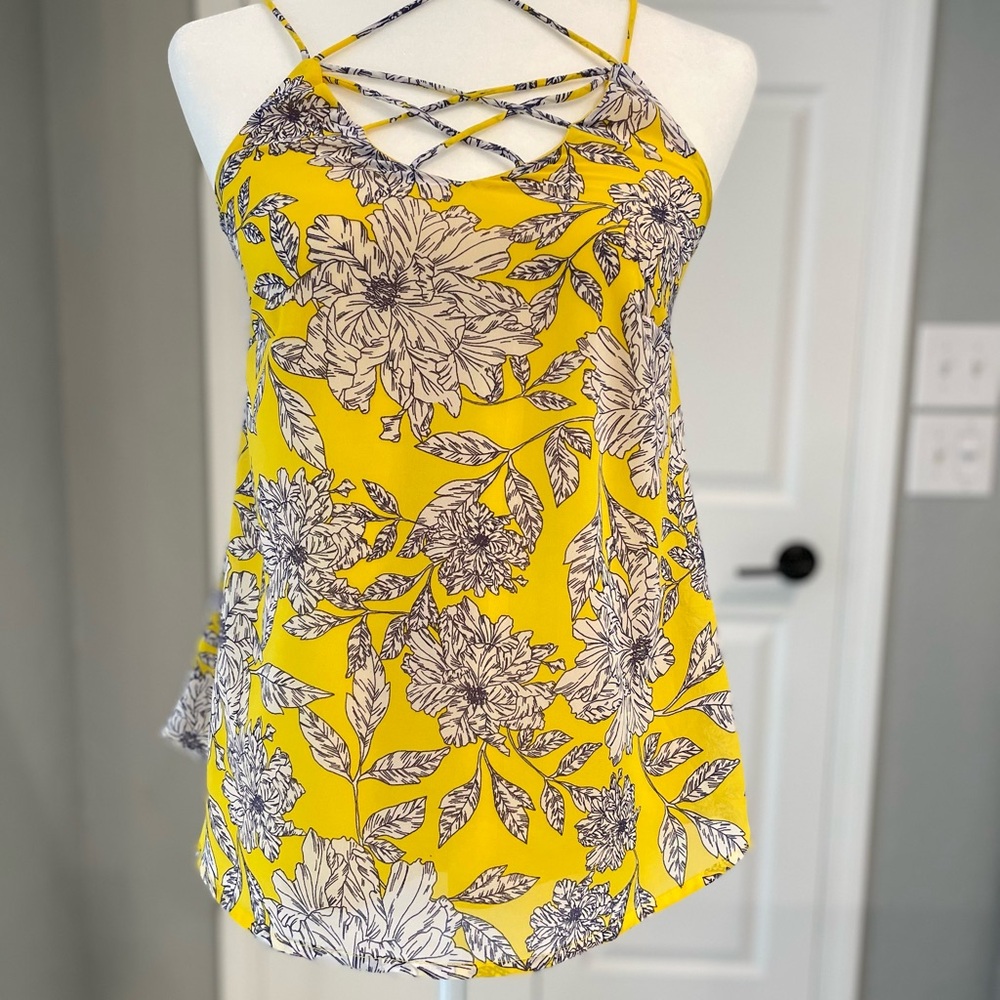 Floral Yellow Strappy Women's Top
